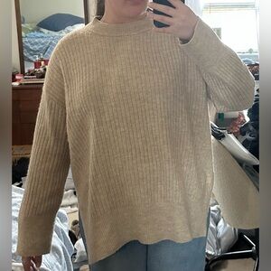 H&M oversized Women's Ribbed Tan Sweater